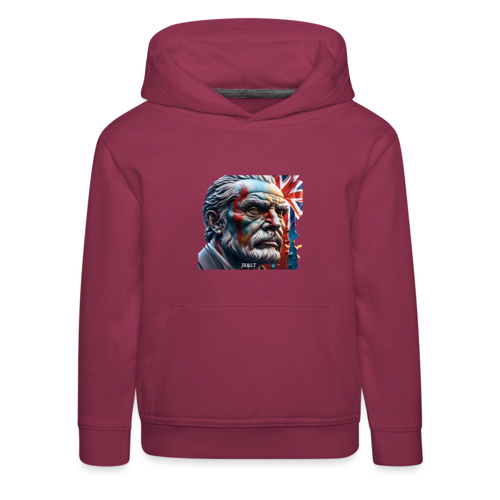 OLD MAN BRITAIN!! CHILDREN'S HOODIE - bordeaux