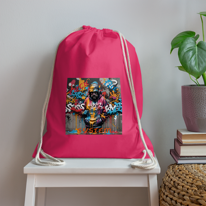 F#CK THE SYSTEM DRAWSTRING BAG - fuchsia