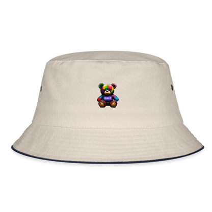 BATTLE BEAR - BUCKET HAT - ecru/navy