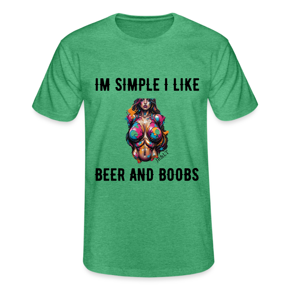 I'M SIMPLE, I LIKE BEER AND BOOB'S!! MEN'S CLASSIC T-SHIRT - heather green