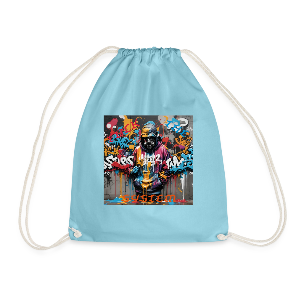 F#CK THE SYSTEM DRAWSTRING BAG - aqua