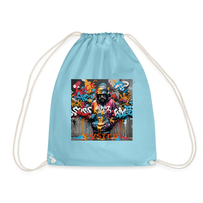 F#CK THE SYSTEM DRAWSTRING BAG - aqua