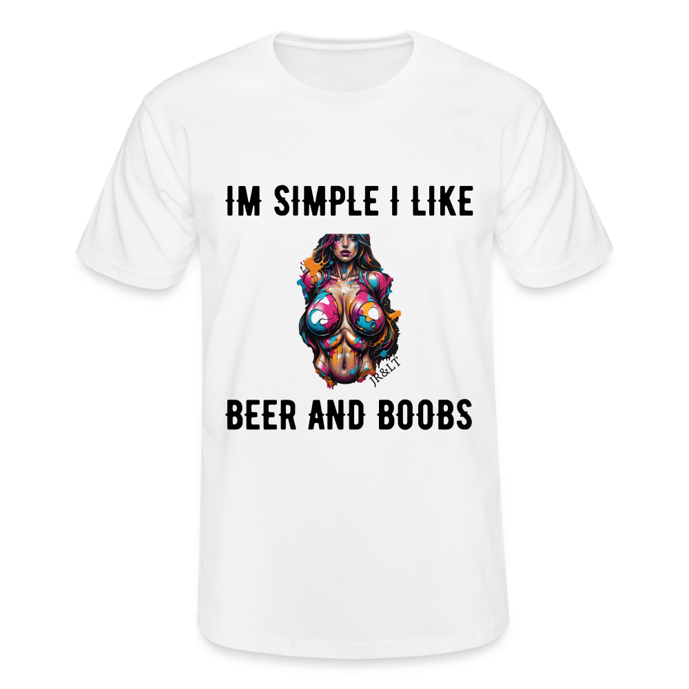 I'M SIMPLE, I LIKE BEER AND BOOB'S!! MEN'S CLASSIC T-SHIRT - white