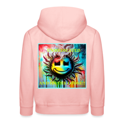 UNMEDICATED AND ON THE LOOSE!! - CHILDREN'S HOODIE - crystal pink