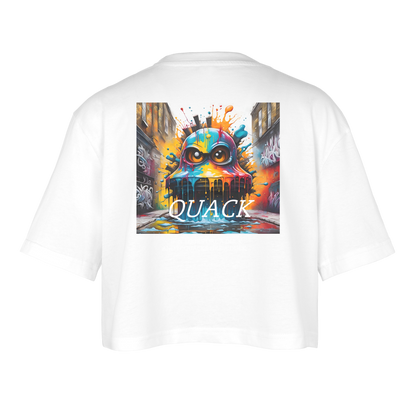 QUACK!! WOMEN'S OVERSIZED CROP TOP - white