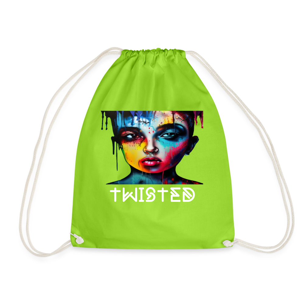 TWISTED!! DRAWSTRING BAG - neon green