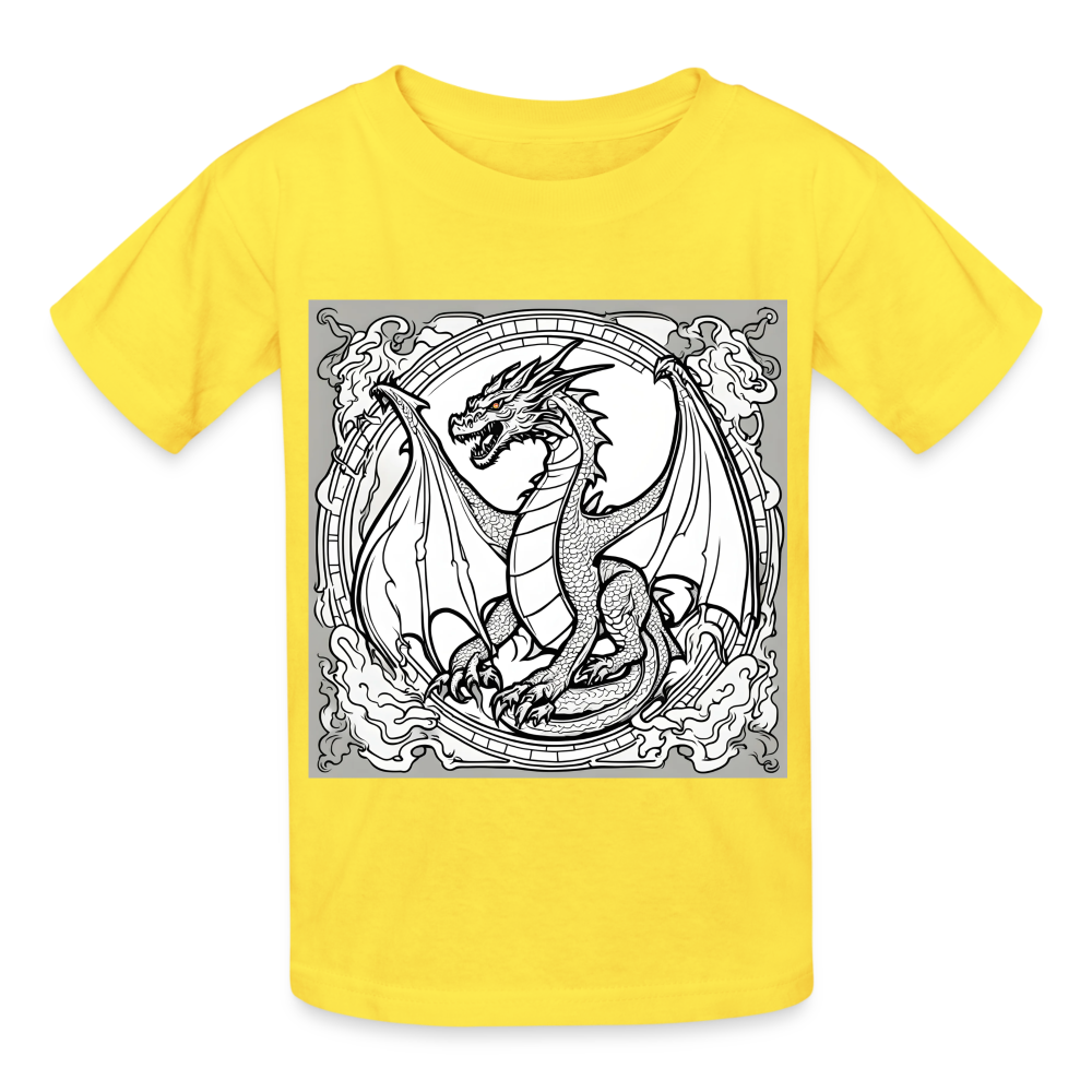 COLOUR IN YOURSELF DRAGON - CHILDREN'S T-SHIRT - yellow