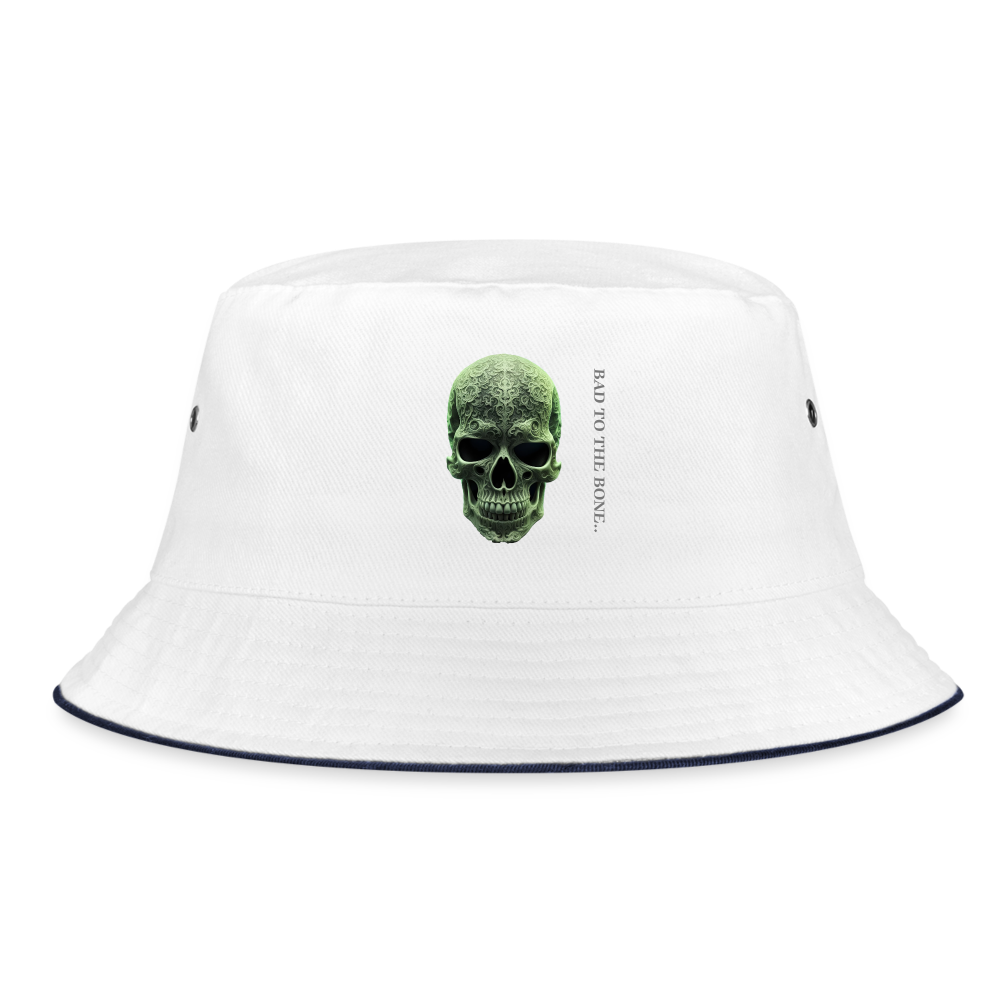 BAD TO THE BONE!! BUCKET HAT - white/navy