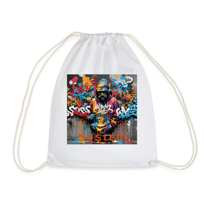 F#CK THE SYSTEM DRAW STRING BAG - white