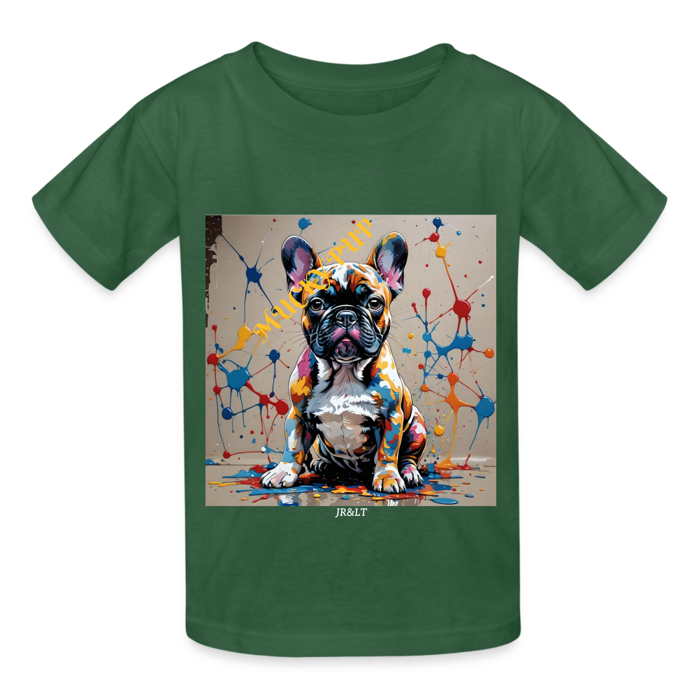 MUCKY PUP!! - CHILDREN'S T-SHIRT - bottle green