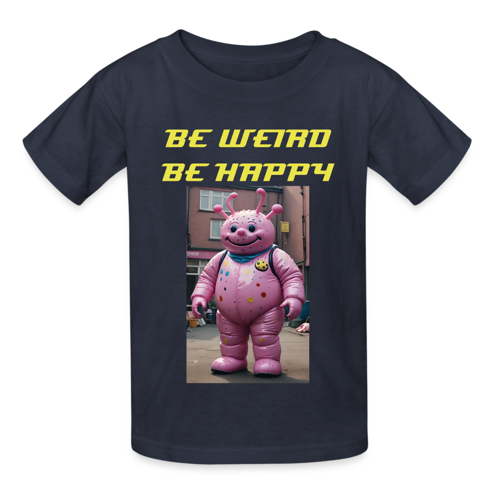 BE WEIRD BE HAPPY - CHILDREN'S T-SHIRT - navy