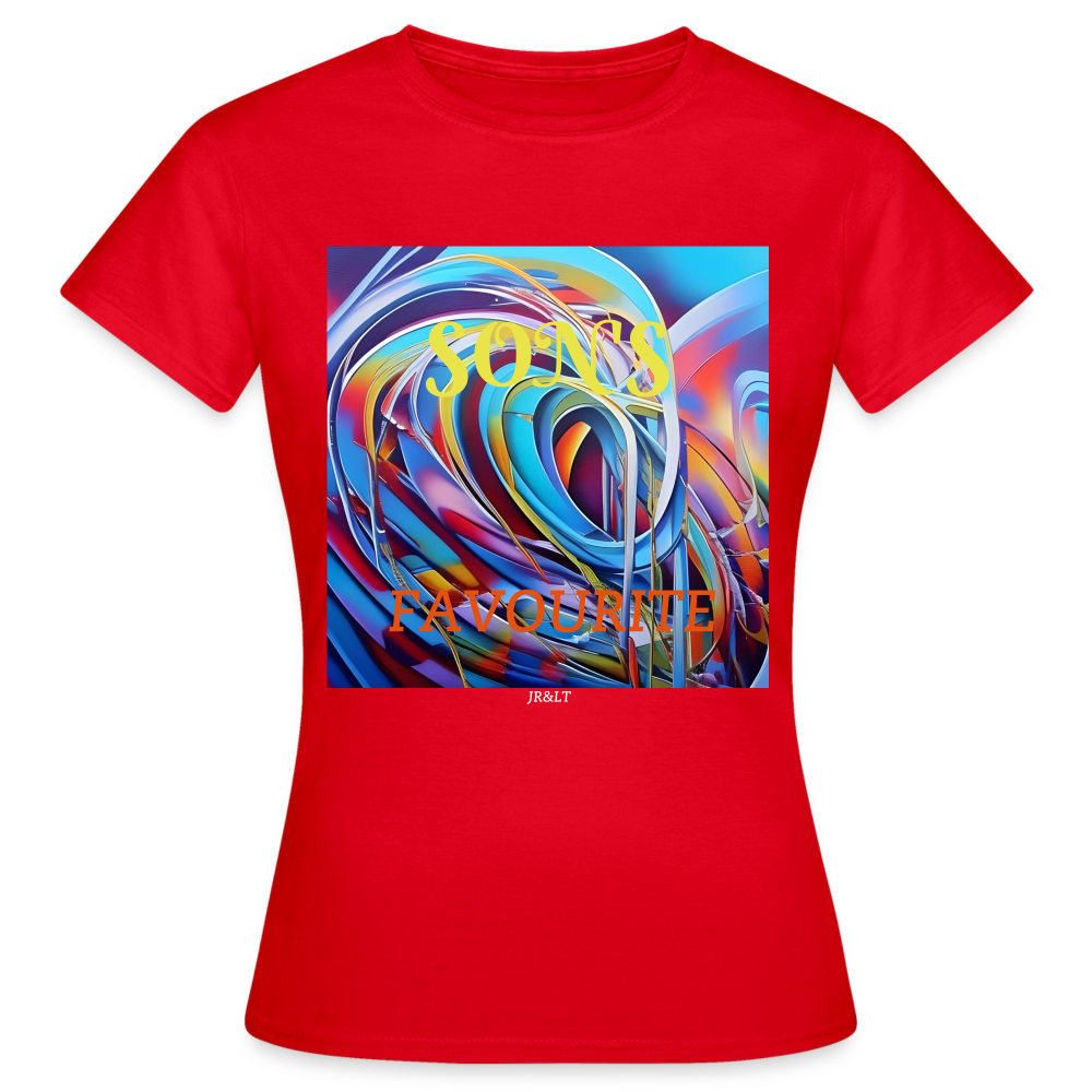 DAUGHTER/SON'S FAVOURITE!! WOMEN'S T-SHIRT (PERSONALISABLE) - red