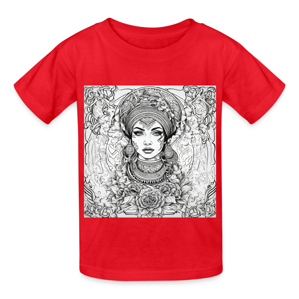 COLOUR ME IN TAROT READER - CHILDREN'S T-SHIRT - red