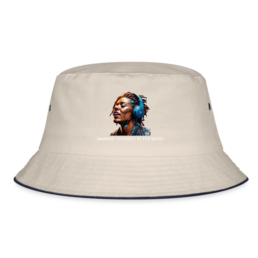 IMMERSE YOUR SELF - BUCKET HAT - ecru/navy