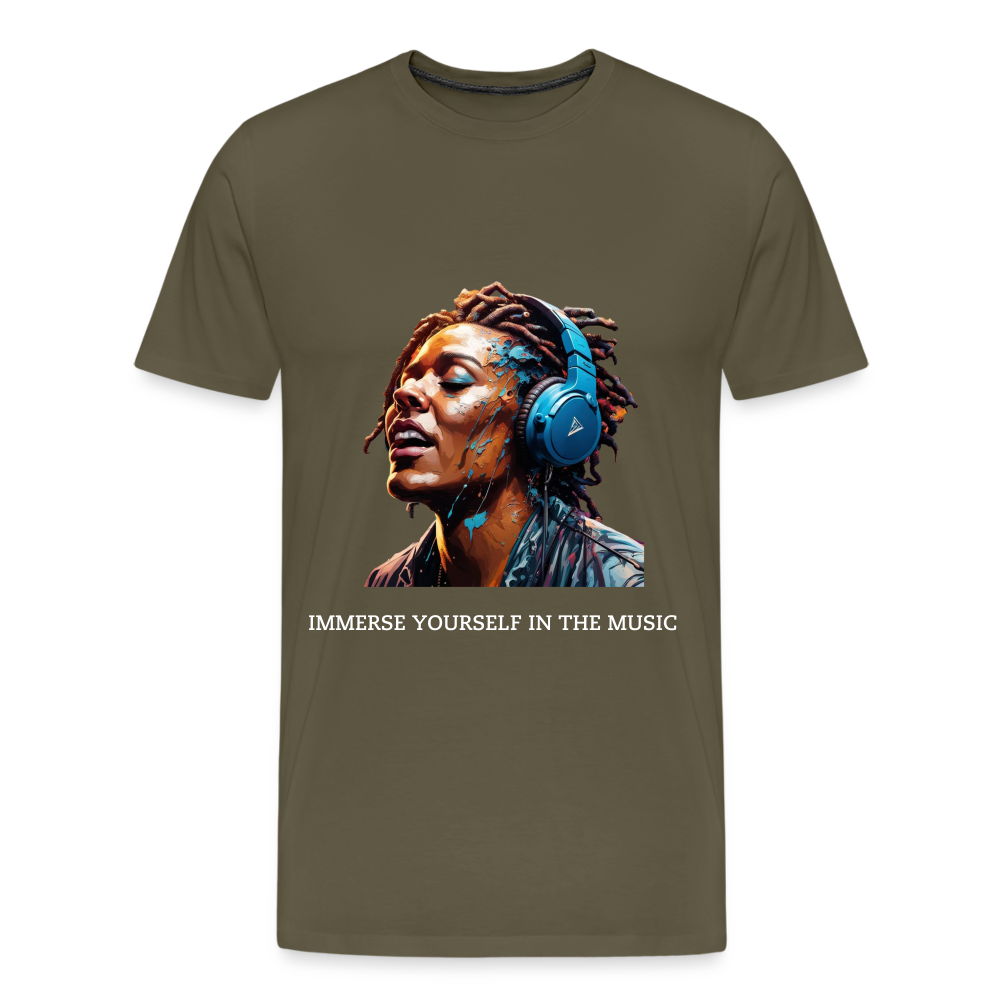 IMMERSE YOUR SELF IN THE MUSIC!! MEN'S PREMIUM T-SHIRT - khaki