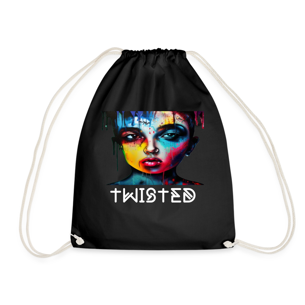 TWISTED!! DRAWSTRING BAG - black