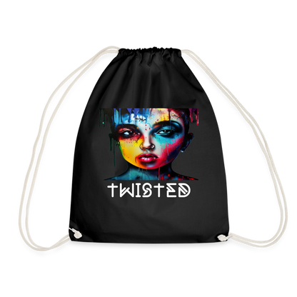 TWISTED!! DRAWSTRING BAG - black