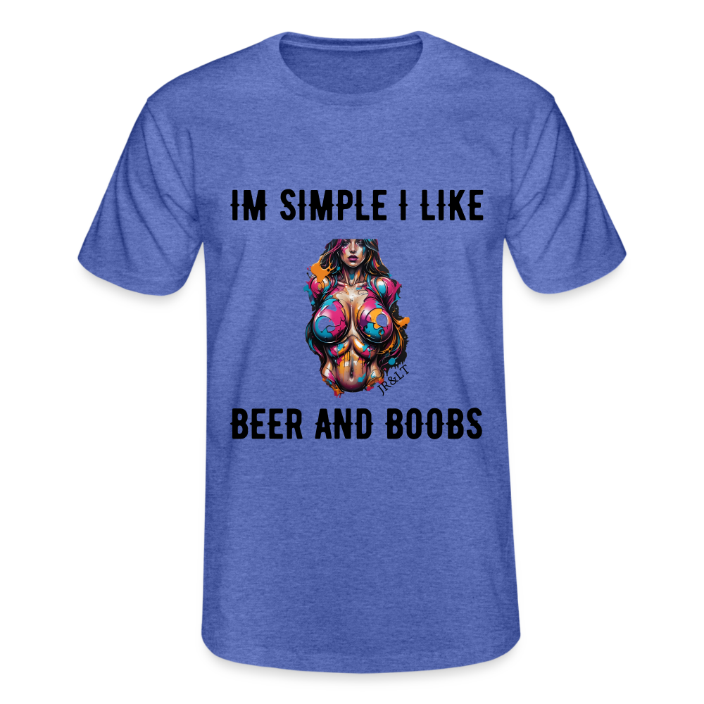 I'M SIMPLE, I LIKE BEER AND BOOB'S!! MEN'S CLASSIC T-SHIRT - heather blue