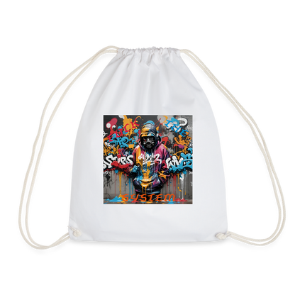 F#CK THE SYSTEM DRAWSTRING BAG - white