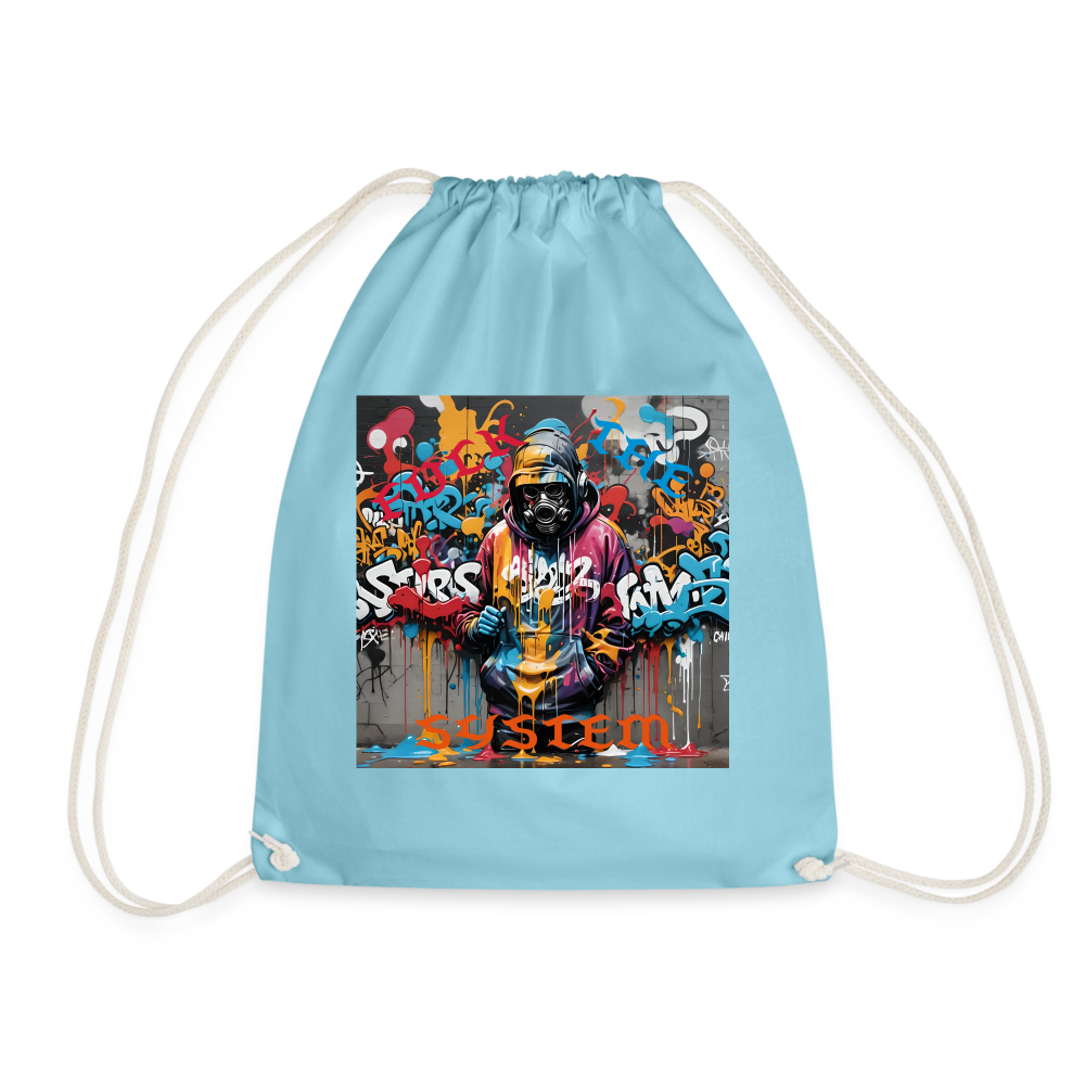 F#CK THE SYSTEM DRAW STRING BAG - aqua