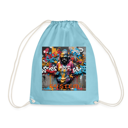 F#CK THE SYSTEM DRAW STRING BAG - aqua