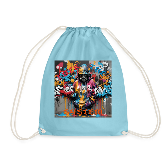 F#CK THE SYSTEM DRAW STRING BAG - aqua