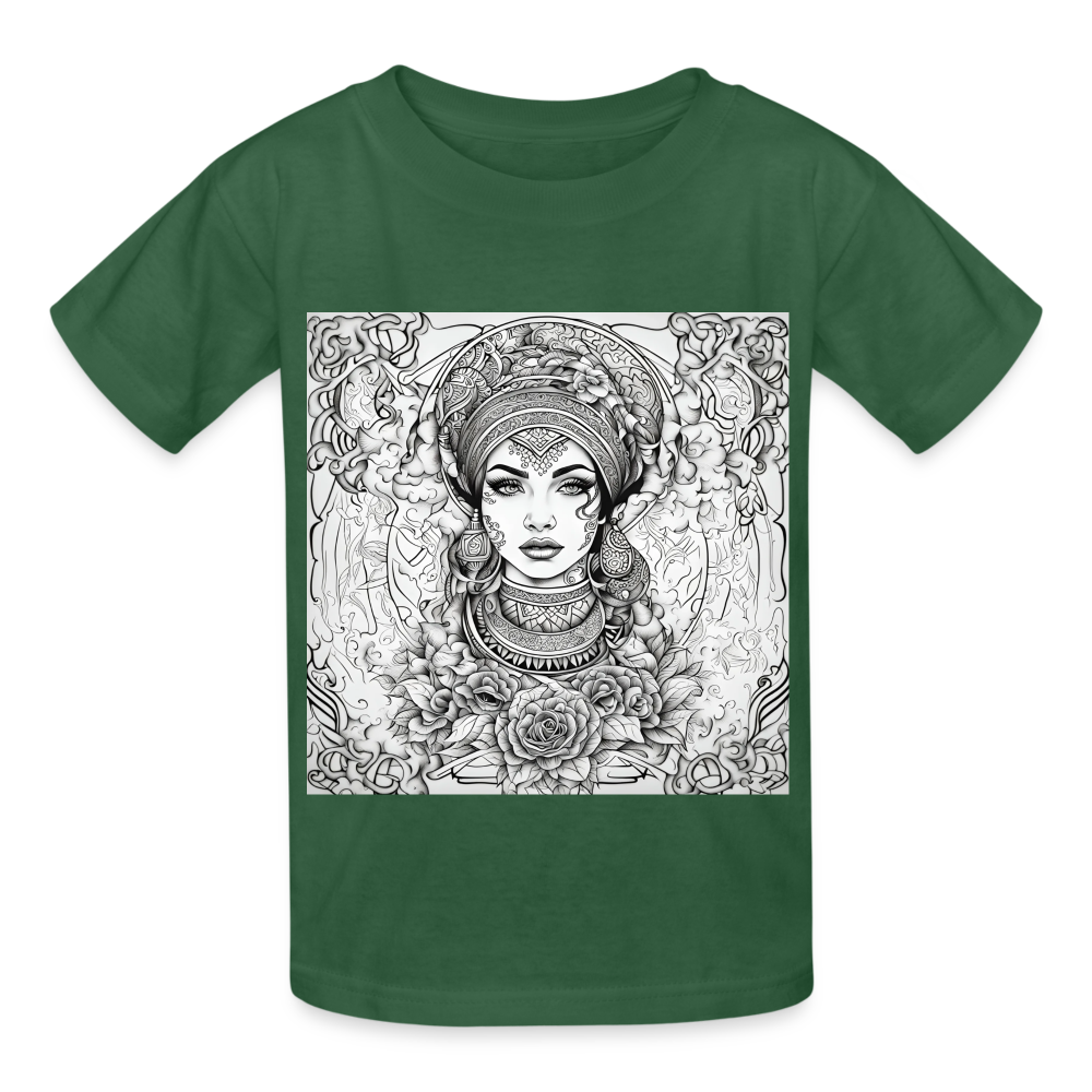 COLOUR ME IN TAROT READER - CHILDREN'S T-SHIRT - bottle green