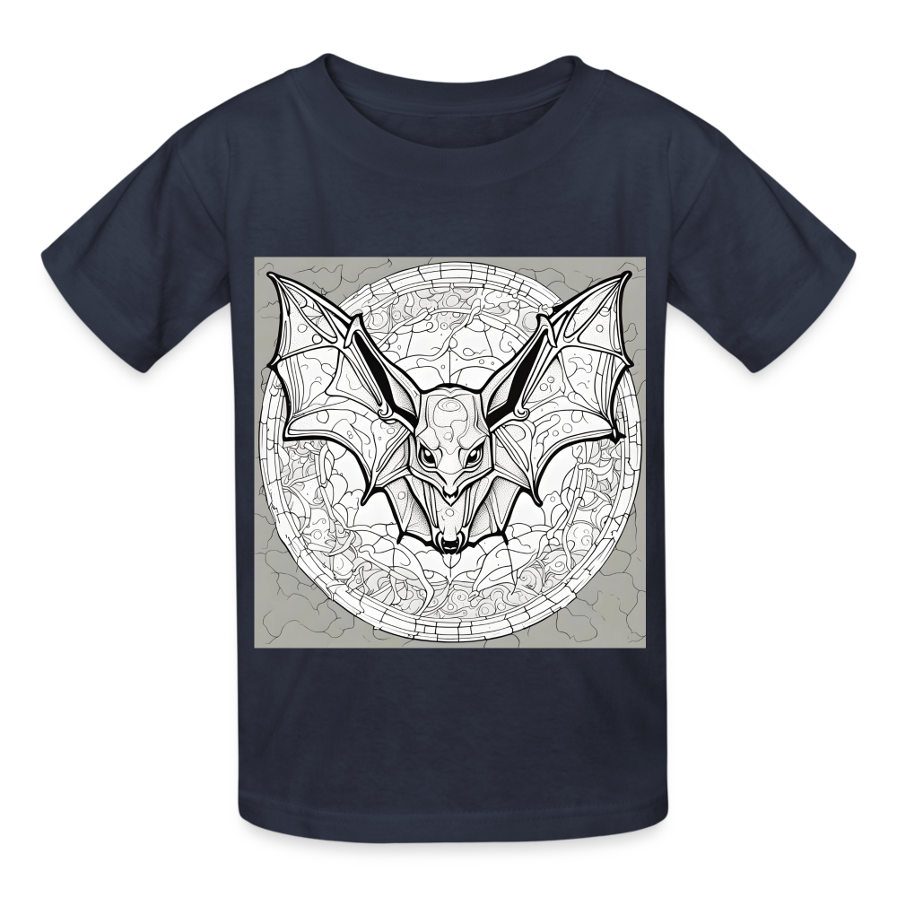 COLOUR IN YOURSELF BAT - CHILDREN'S T-SHIRT - navy