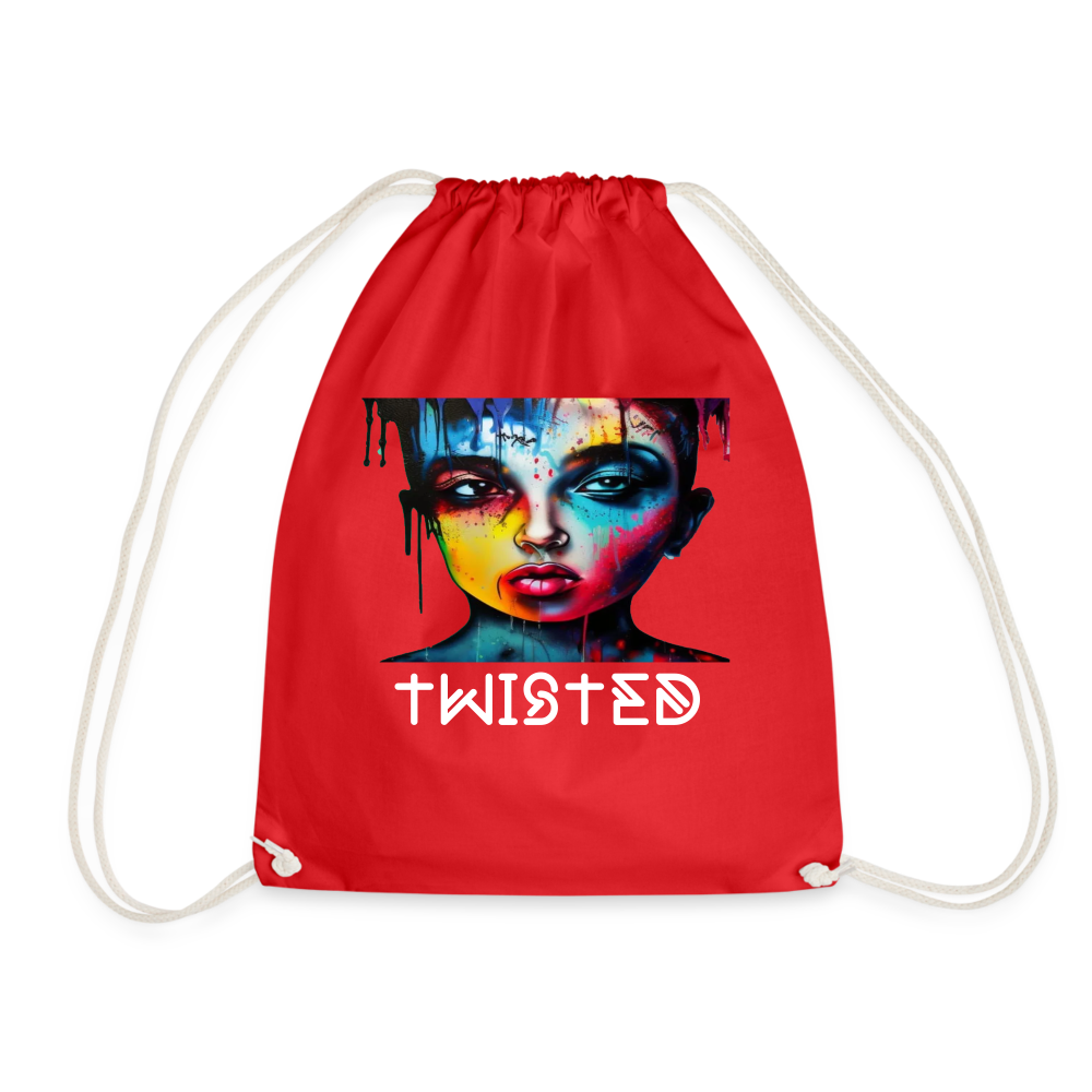 TWISTED!! DRAWSTRING BAG - red