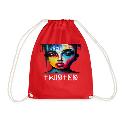 TWISTED!! DRAWSTRING BAG - red