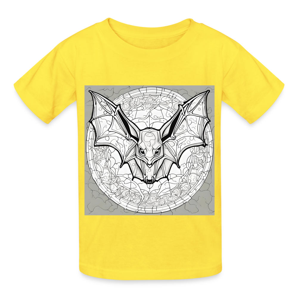 COLOUR IN YOURSELF BAT - CHILDREN'S T-SHIRT - yellow