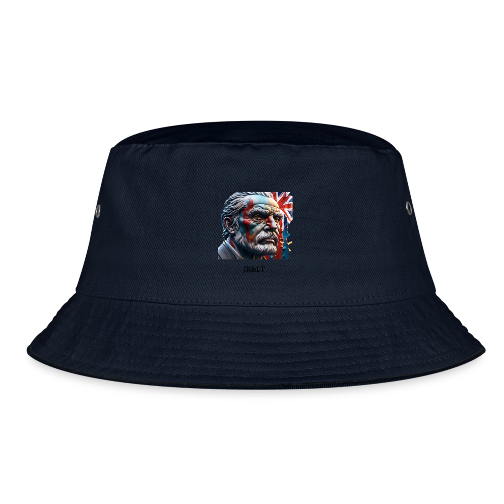 OLD MAN BRITAIN!! BUCKET HAT - navy