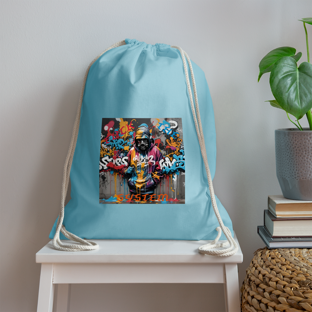 F#CK THE SYSTEM DRAWSTRING BAG - aqua