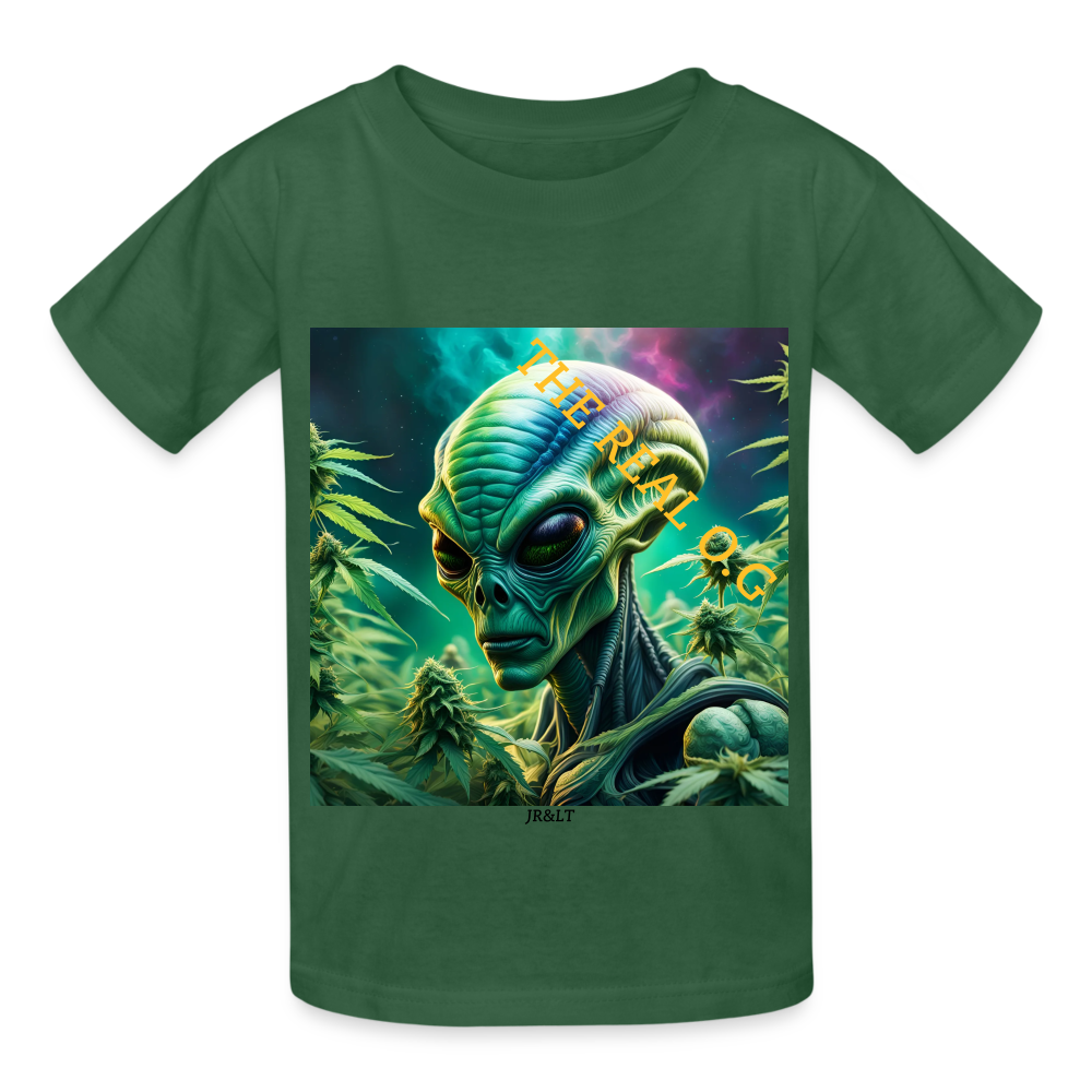 THE REAL ALIEN O.G!! - CHILDREN'S T-SHIRT - bottle green