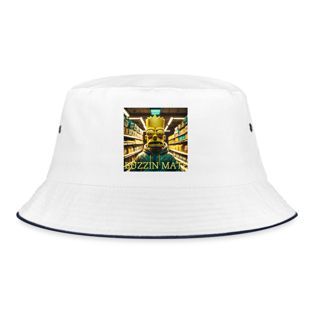 BUZZIN MATE - BUCKET HAT - white/navy