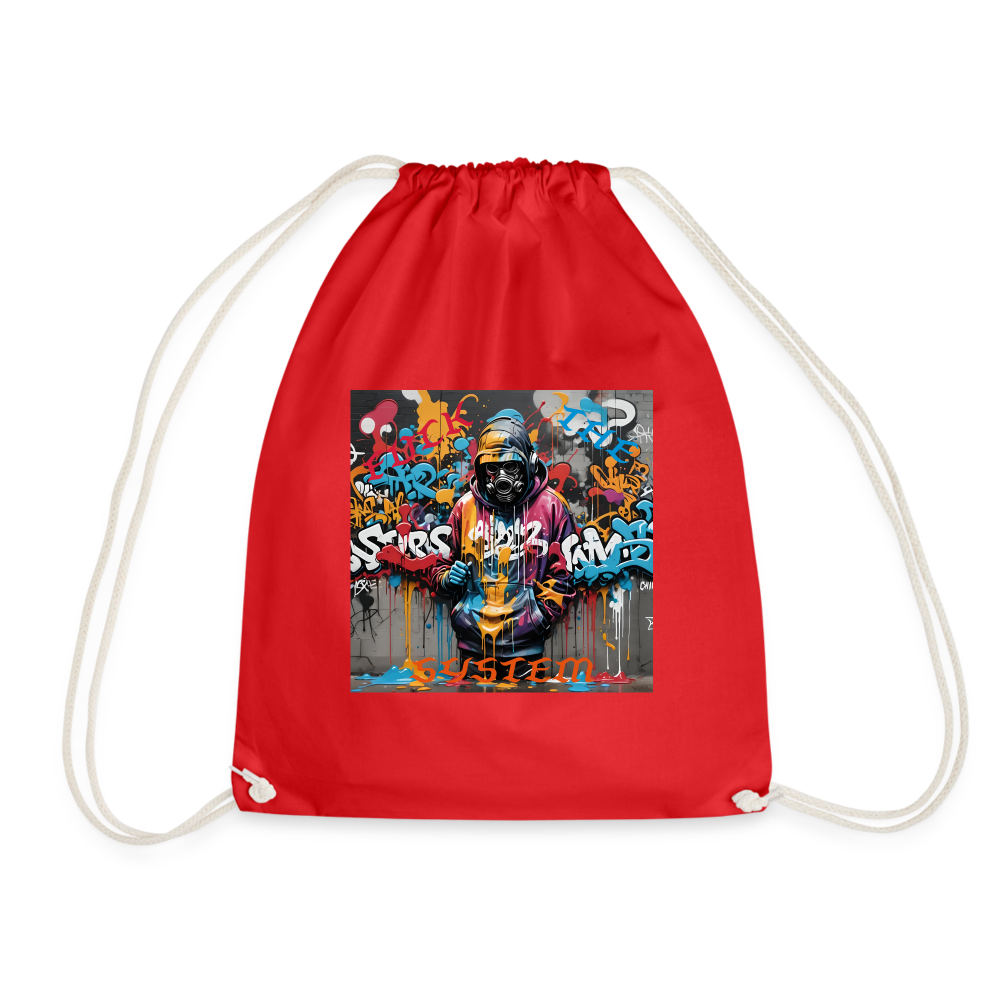 F#CK THE SYSTEM DRAWSTRING BAG - red