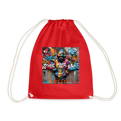 F#CK THE SYSTEM DRAWSTRING BAG - red