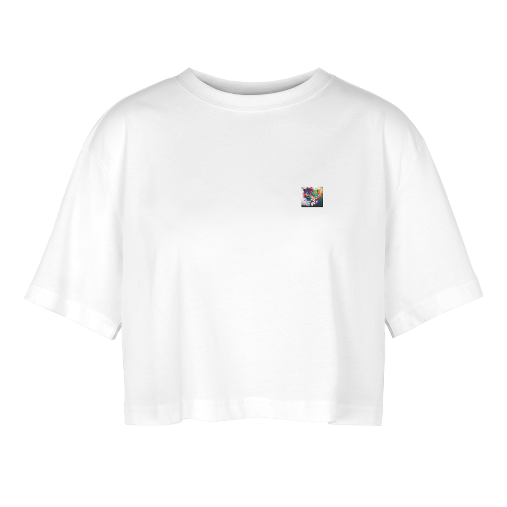 JR&LT TRADEMARKED- OVERSIZED CROP TOP - white