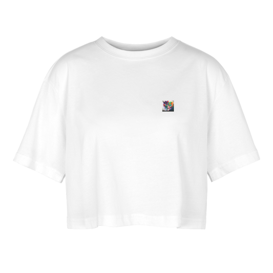 JR&LT TRADEMARKED- OVERSIZED CROP TOP - white