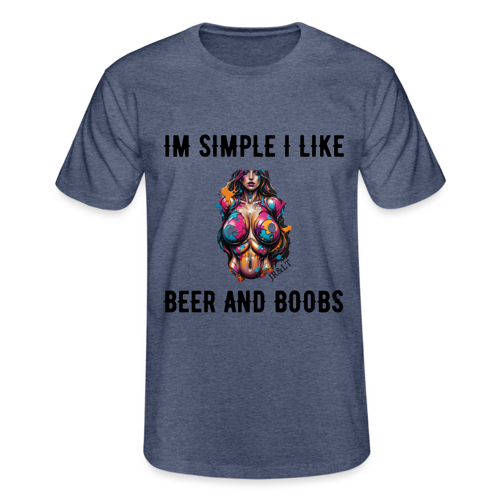 I'M SIMPLE, I LIKE BEER AND BOOB'S!! MEN'S CLASSIC T-SHIRT - heather navy