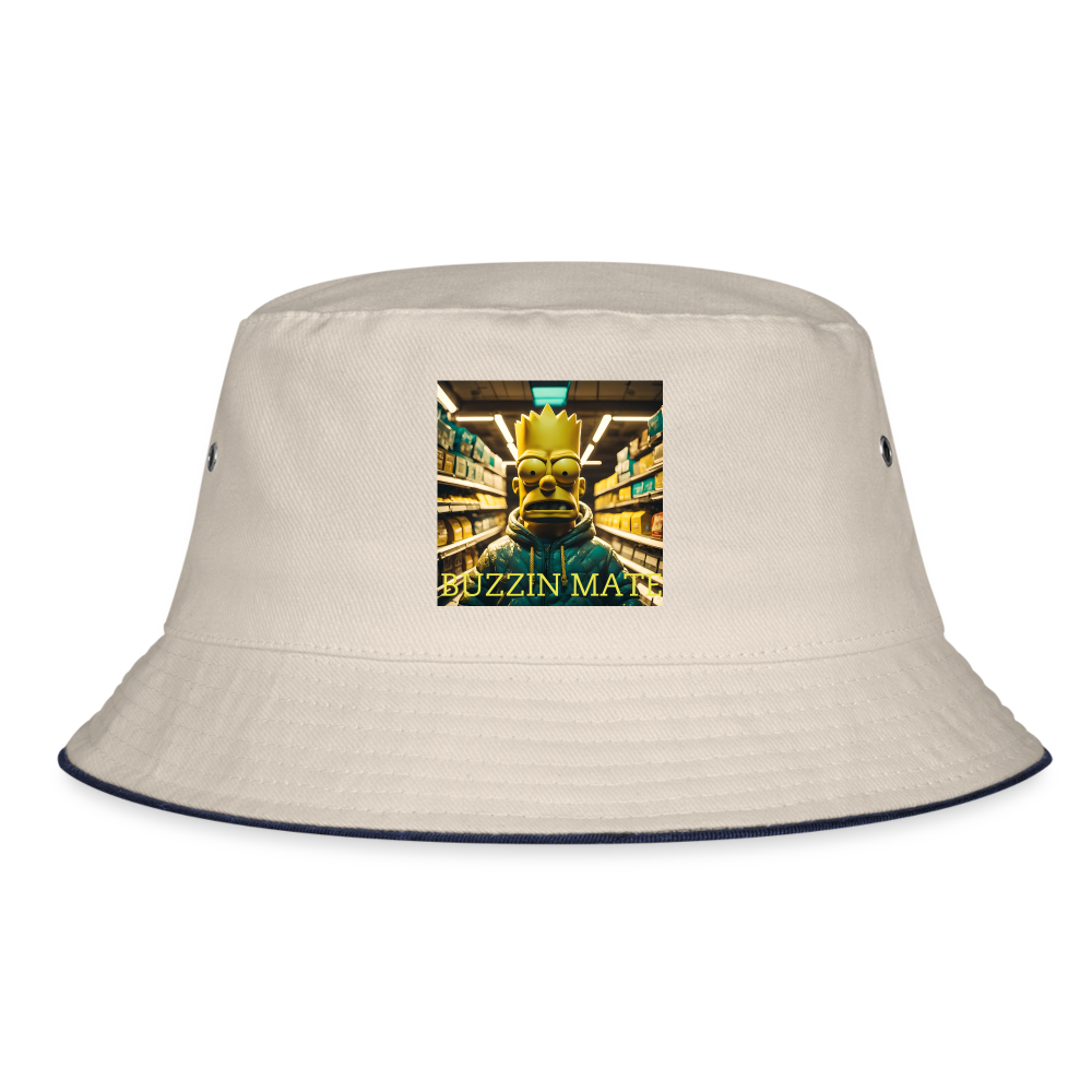 BUZZIN MATE - BUCKET HAT - ecru/navy