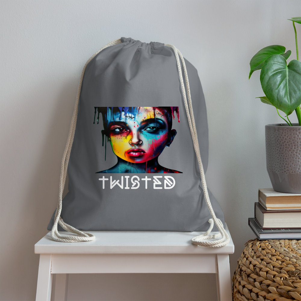 TWISTED!! DRAWSTRING BAG - grey