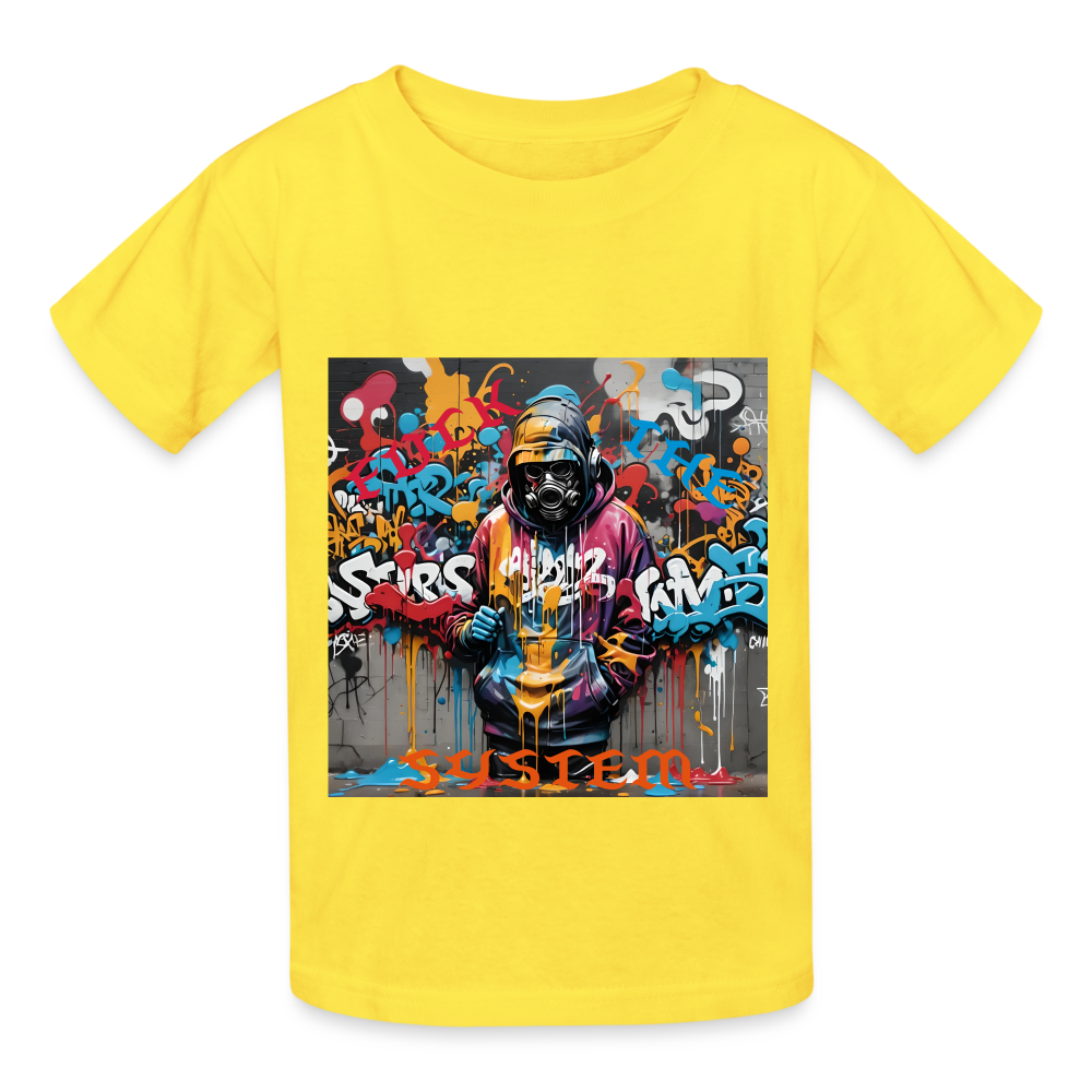 F#CK THE SYSTEM CHILDREN'S T-SHIRT - yellow