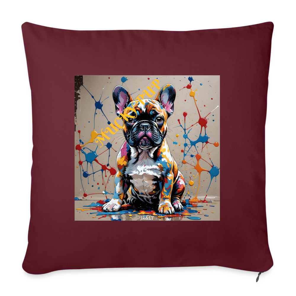 ROSIE-MUCKY PUP CUSHION WITH FILLING 45cm x 45cm - burgundy