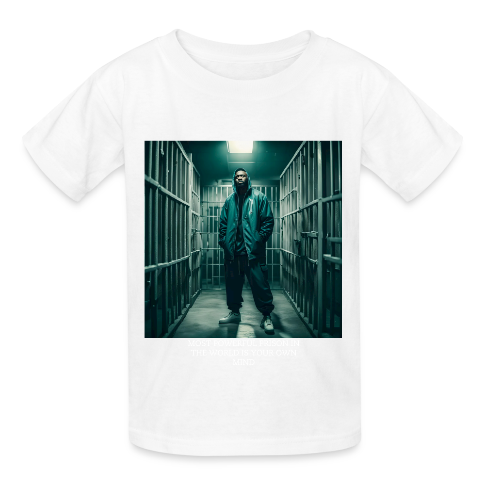 MOST POWERFUL PRISON IN THE WORLD IS OUR MIND - CHILDREN'S T-SHIRT - white