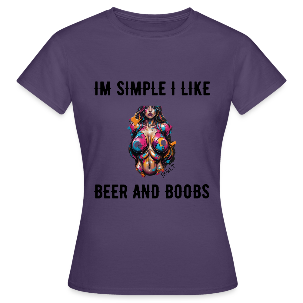 I'M SIMPLE, I LIKE BEER AND BOOB'S!! WOMEN'S CLASSIC T-SHIRT - dark purple