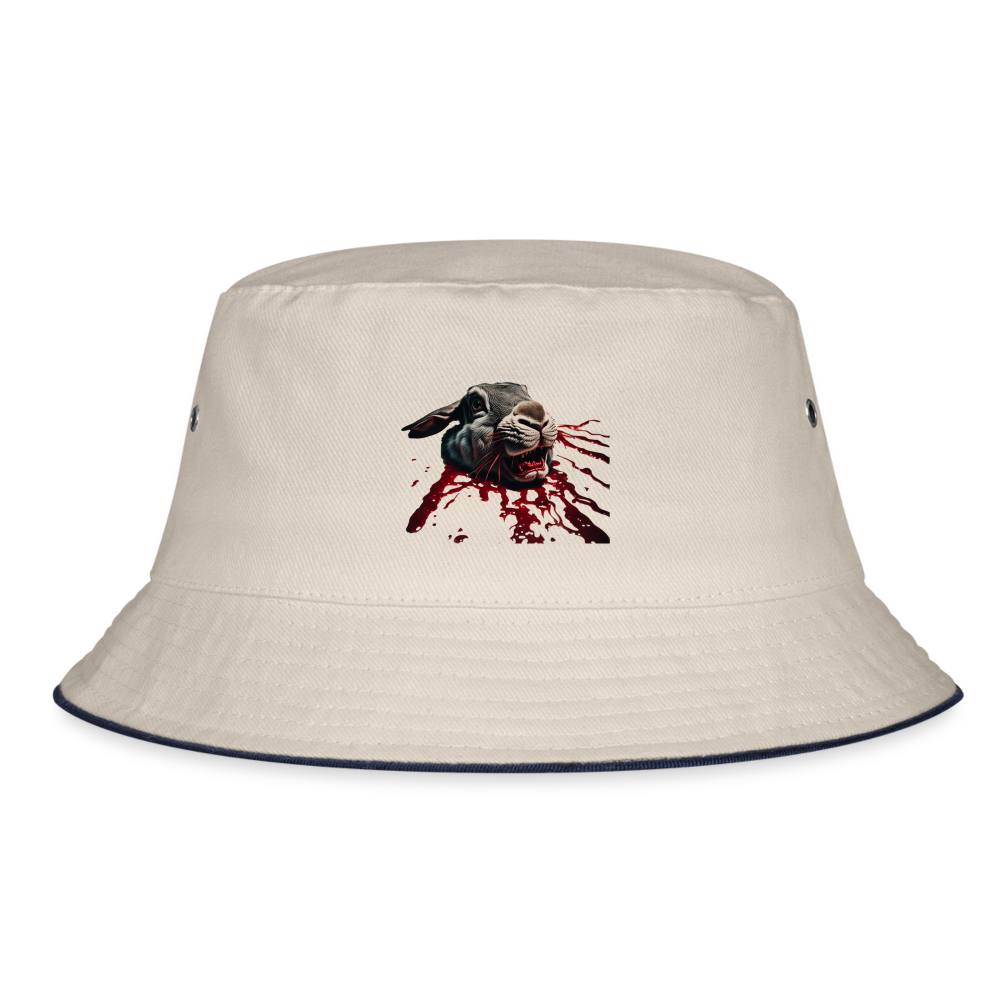 LUCKY RABBIT'S HEAD - BUCKET HAT - ecru/navy