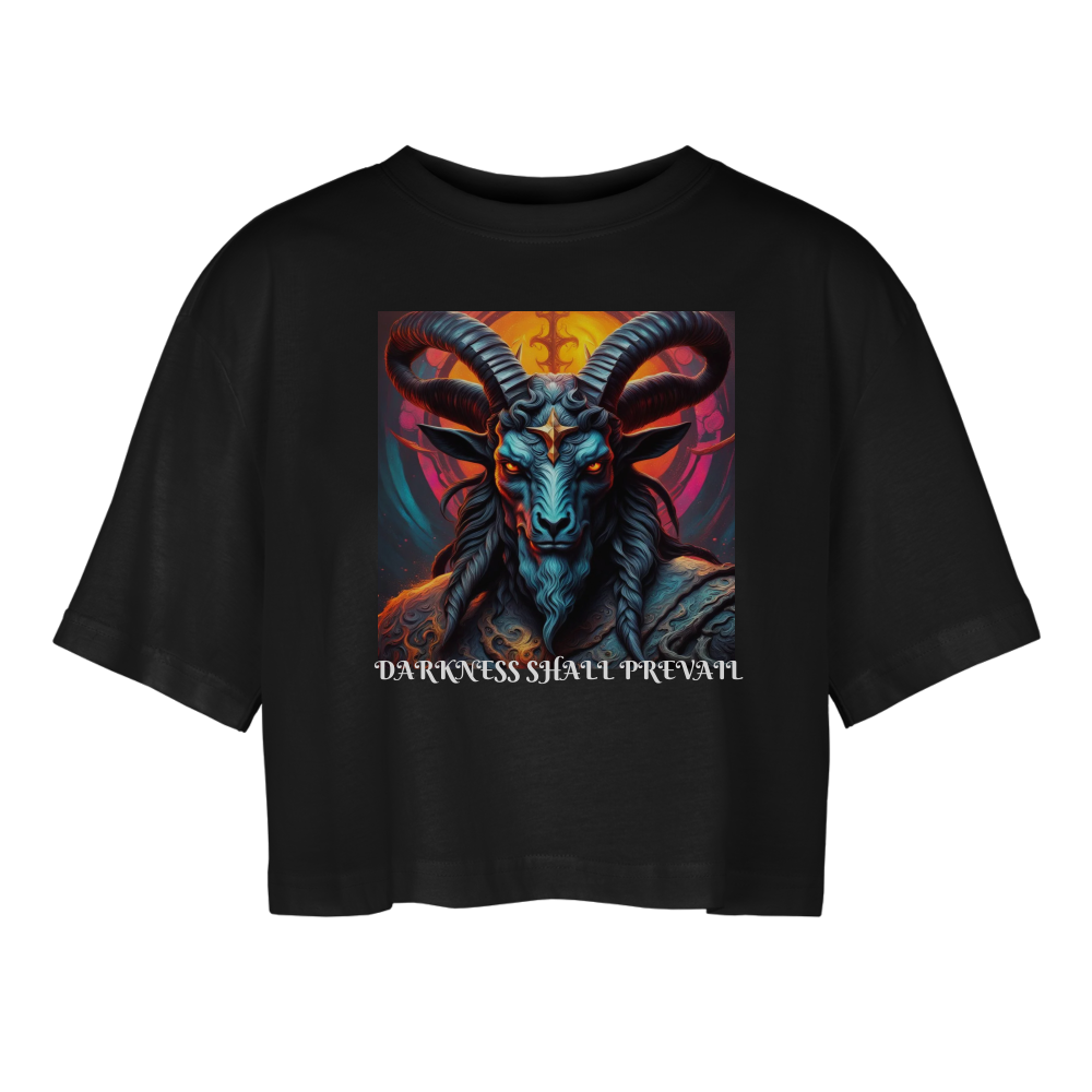 BAPHOMET!! WOMEN'S OVERSIZED CROP TOP - black