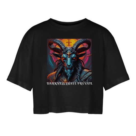 BAPHOMET!! WOMEN'S OVERSIZED CROP TOP - black