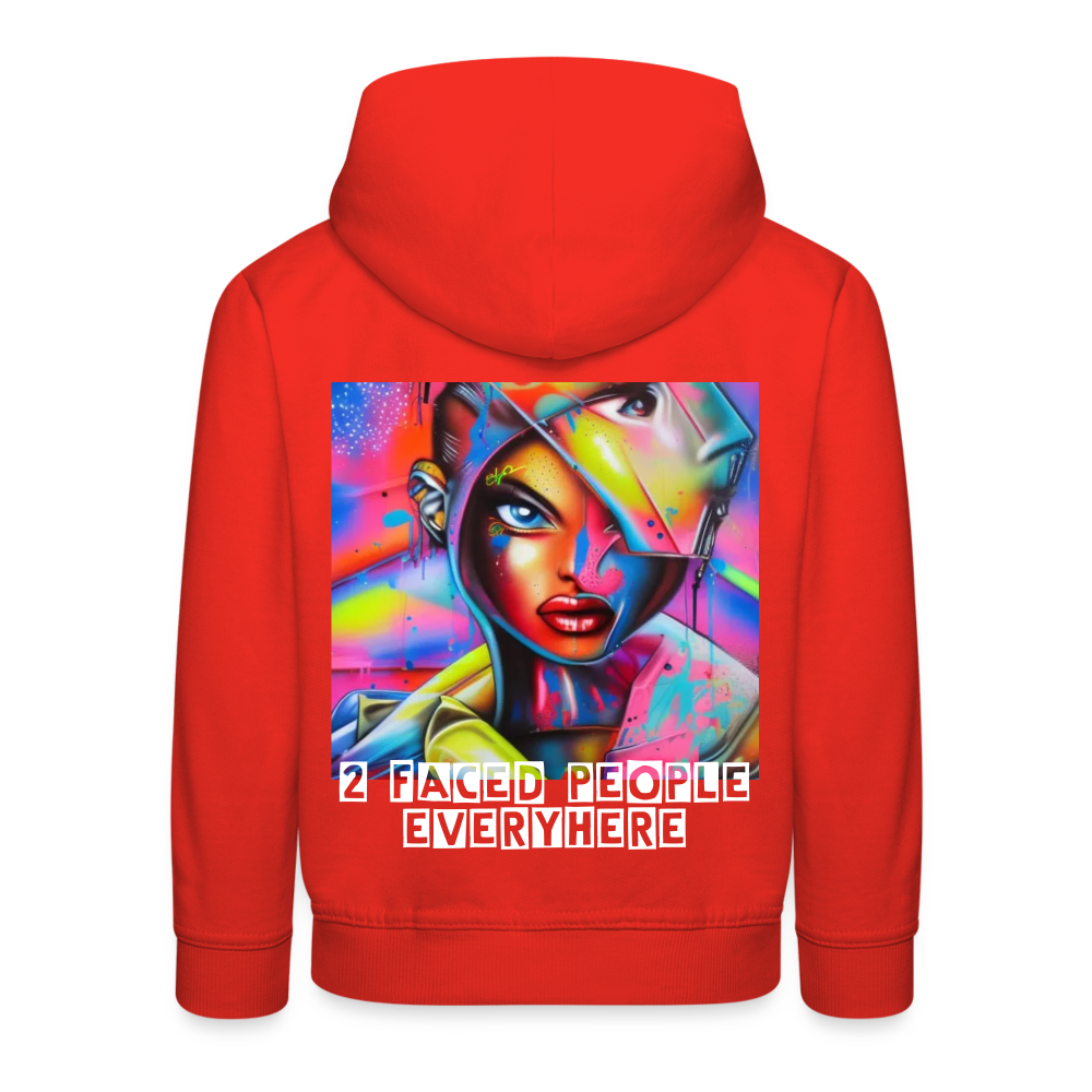 TWO FACED PEOPLE EVERYWHERE - CHILDREN'S HOODIE - red